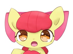 Size: 1139x837 | Tagged: safe, artist:up_p_ab, imported from derpibooru, apple bloom, earth pony, pony, :o, adorabloom, bow, cute, female, filly, hair bow, looking at you, open mouth, solo, surprised