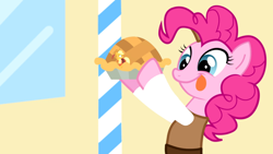 Size: 1280x720 | Tagged: safe, artist:magpie-pony, imported from derpibooru, applejack, pinkie pie, earth pony, pony, :p, applejack and the beanstalk, applejack's hat, appletini, cowboy hat, duo, fairy tale, female, food, giant pinkie pie, giant pony, giantess, hat, imminent vore, jack and the beanstalk, macro, mare, micro, pie, pinkie tales, quill, tongue out, youtube link