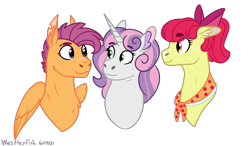 Size: 2198x1282 | Tagged: safe, artist:quincydragon, imported from derpibooru, apple bloom, scootaloo, sweetie belle, pony, cutie mark crusaders, older, simple background, transparent background