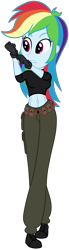 Size: 1000x3600 | Tagged: safe, alternate version, artist:roseluck, imported from derpibooru, rainbow dash, human, equestria girls, abs, belly button, belt, belt buckle, boots, cargo pants, clothes, cosplay, costume, crossover, equestria girls style, female, full body, gloves, inkscape, kim possible, midriff, motorcross, pants, pouch, raised arm, shirt, shoes, show accurate, simple background, sneakers, solo, t-shirt, transparent background, vector, walking, walking towards you