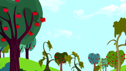 Size: 1280x720 | Tagged: safe, imported from derpibooru, screencap, do princesses dream of magic sheep, season 5, apple, apple tree, background, cloud, dream realm, food, no pony, scenic ponyville, sweet apple acres, tree