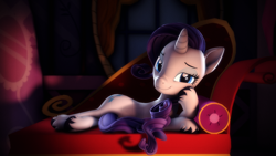 Size: 3840x2160 | Tagged: safe, artist:psfmer, imported from derpibooru, rarity, pony, unicorn, 3d, bedroom eyes, carousel boutique, couch, draw me like one of your french girls, fainting couch, high res, revamped ponies, solo, source filmmaker, stupid sexy rarity, unshorn fetlocks