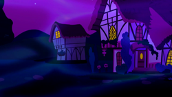 Size: 1280x720 | Tagged: safe, imported from derpibooru, screencap, do princesses dream of magic sheep, season 5, background, dream realm, house, night, no pony, ponyville, scenic ponyville