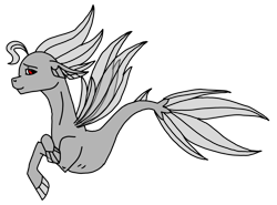 Size: 2810x2085 | Tagged: safe, artist:agdapl, imported from derpibooru, oc, oc only, sea pony, seapony (g4), dorsal fin, female, fin wings, fins, fish tail, high res, red eyes, seapony oc, simple background, smiling, solo, tail, transparent background, wings