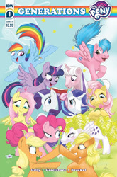 Size: 209x317 | Tagged: safe, artist:equestriadaily, imported from derpibooru, applejack, applejack (g1), firefly, fluttershy, pinkie pie, posey, rainbow dash, rarity, surprise, twilight sparkle, alicorn, earth pony, pegasus, pony, unicorn, spoiler:comic, spoiler:comicgenerations, female, g1, g4, hatless, mane six, missing accessory, picture for breezies, twilight (g1), twilight sparkle (alicorn)