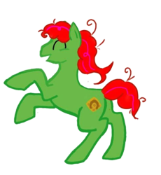 Size: 980x1064 | Tagged: safe, imported from ponybooru, oc, green coat, happy, ponybooru collab 2021, red mane, red tail, wafflestomp