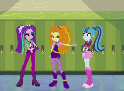 Size: 1024x750 | Tagged: safe, artist:sunset-star-350, imported from derpibooru, adagio dazzle, aria blaze, sonata dusk, equestria girls, rainbow rocks, canterlot high, lockers, the dazzlings