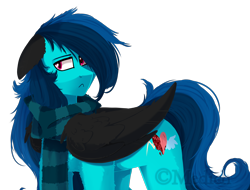 Size: 2722x2065 | Tagged: safe, artist:mediasmile666, imported from derpibooru, oc, oc only, pegasus, pony, clothes, colored wings, floppy ears, high res, male, scarf, simple background, solo, stallion, transparent background, wings