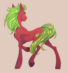 Size: 1949x2085 | Tagged: safe, artist:1an1, imported from derpibooru, apple cinnamon, earth pony, pony, eyebrows, frog (hoof), realistic anatomy, realistic horse legs, rear view, solo, underhoof