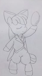 Size: 224x400 | Tagged: safe, artist:unagipai-ab, artist:up_p_ab, imported from derpibooru, apple bloom, earth pony, pony, bipedal, butler, clothes, cosplay, costume, female, filly, solo, standing on two hooves