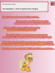 Size: 504x668 | Tagged: safe, artist:verve, imported from derpibooru, applejack, earth pony, genie, pony, ain't never had friends like us, ask, female, mare, pixel art, solo