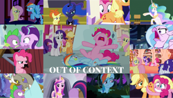 Size: 1280x721 | Tagged: safe, edit, edited screencap, editor:quoterific, imported from derpibooru, screencap, applejack, discord, fluttershy, indian summer, pinkie pie, princess cadance, princess celestia, princess luna, rainbow dash, rarity, silverstream, spike, starlight glimmer, twilight sparkle, draconequus, dragon, earth pony, hippogriff, pegasus, pony, unicorn, a canterlot wedding, a royal problem, bridle gossip, daring don't, horse play, make new friends but keep discord, pinkie pride, season 1, season 2, season 3, season 4, season 5, season 6, season 7, season 8, shadow play, spike at your service, the crystalling, the super speedy cider squeezy 6000, what about discord?, what lies beneath, spoiler:s08, applejack is not amused, applejack's hat, boop, butt, butt touch, butthug, chalkboard, cowboy hat, crown, eye contact, facial hair, female, filly, flutterguy, fluttershy sleeps naked, fluttershy's cottage, flying, golden oaks library, grin, hairity, hat, jewelry, lidded eyes, looking at each other, male, mane seven, mane six, mare, moustache, night, nose in the air, nose to nose, noseboop, open mouth, out of context, pinkie hugging applejack's butt, plot, puffy cheeks, regalia, silverrage, smiling, spitty pie, sugarcube corner, sweet apple acres, twilight flopple, twilight's castle, unamused, unicorn twilight