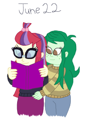 Size: 2000x2889 | Tagged: safe, artist:bigpurplemuppet99, imported from derpibooru, moondancer, wallflower blush, equestria girls, 2021, book, female, high res, lesbian, moonflower (ship), shipping