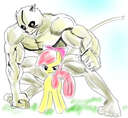 Size: 1300x1200 | Tagged: safe, artist:uguisunokoe1919, imported from derpibooru, apple bloom, earth pony, pony, animal, female, filly, muscles