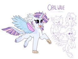 Size: 2700x2048 | Tagged: safe, artist:moccabliss, imported from derpibooru, oc, oc only, oc:opal wave, hybrid, seapony (g4), female, high res, magical lesbian spawn, offspring, parent:ocellus, parent:silverstream, parents:ocellustream, solo