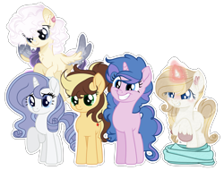 Size: 4160x3168 | Tagged: safe, artist:harmonylightsentryyt, artist:magicallightsentryyt, artist:prismborealisdash, artist:stardustshadowsentry, artist:starshine-sentryyt, imported from derpibooru, oc, oc only, oc:apple heart, oc:astral chaotic paw, oc:crystal chalice, oc:sapphire stitch, earth pony, pegasus, pony, unicorn, base used, female, mare, offspring, parent:applejack, parent:caramel, parent:fancypants, parent:rarity, parents:carajack, parents:raripants, simple background, transparent background