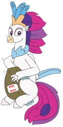 Size: 1599x3220 | Tagged: safe, artist:supahdonarudo, imported from derpibooru, queen novo, classical hippogriff, hippogriff, my little pony: the movie, bag, bird seed, birds doing bird things, crumbs, eating, hippogriffs doing bird things, simple background, sitting, surprised, transparent background