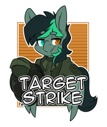 Size: 2100x2489 | Tagged: safe, artist:bbsartboutique, imported from derpibooru, oc, oc only, oc:target strike, pegasus, semi-anthro, badge, clothes, con badge, flight suit, helmet, heterochromia, high res, male, simple background, solo, stallion, wings