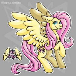 Size: 768x768 | Tagged: safe, artist:hopes-dream, imported from derpibooru, fluttershy, pony, abstract background, cute, daaaaaaaaaaaw, female, fluttershy's cutie mark, raised hoof, shyabetes, solo