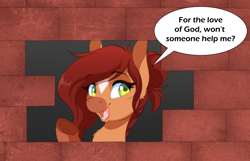 Size: 2174x1398 | Tagged: safe, alternate version, artist:denny vixie, artist:dvixie, imported from derpibooru, oc, oc only, pony, brick wall, commission, edgar allan poe, immurement, meme, solo, the cask of amontillado, wall