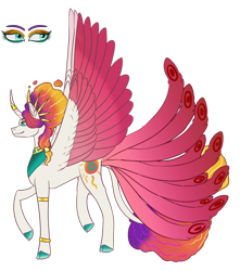Size: 1280x1451 | Tagged: safe, artist:doctorbookwyrm, imported from derpibooru, princess celestia, pony, alternate design, simple background, solo, tail feathers, transparent background