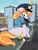 Size: 1500x2000 | Tagged: safe, artist:ponerino, imported from derpibooru, copper top, earth pony, pony, :c, >:c, angry, butt, city, colored, cross-popping veins, destruction, digital art, female, frown, giant pony, giantess, looking back, macro, male, mare, nervous, plot, police, police pony, scrunchy face, stallion, sunglasses, taxi, taxi pony, wavy mouth