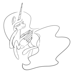 Size: 924x904 | Tagged: safe, princess celestia, alicorn, pony, monochrome, simple background, smiling