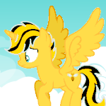 Size: 150x150 | Tagged: safe, artist:lynnthenerdkitty, imported from derpibooru, oc, oc only, oc:bumblebee, alicorn, bee, insect, pony, alicorn oc, animated, bumblebee, gif, horn, male, solo, stallion, wings