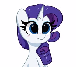 Size: 4008x3560 | Tagged: safe, artist:kittyrosie, imported from derpibooru, rarity, pony, unicorn, blushing, bust, cute, digital art, female, frown, high res, mare, portrait, raribetes, simple background, sitting, solo, white background, wide eyes