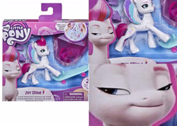Size: 3600x2572 | Tagged: safe, imported from derpibooru, zipp storm, pegasus, pony, spoiler:g5, female, g5, hasbro, high res, lidded eyes, mare, meme, merchandise, smiling, solo, toy, zipp face, zipper