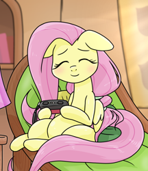 Size: 640x740 | Tagged: safe, artist:batipin, imported from derpibooru, fluttershy, pegasus, pony, controller, cute, eyes closed, floppy ears, gamershy, joy-con, joycon, nintendo switch, playing, shyabetes, sitting, solo