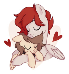 Size: 1280x1378 | Tagged: safe, artist:petruse4ka, imported from derpibooru, oc, oc only, pegasus, pony, abstract background, duo, eyes closed, gay, heart, hug, male, oc x oc, pegasus oc, shipping, simple background, smiling, stallion, white background, wings