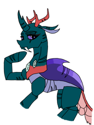 Size: 3024x4032 | Tagged: safe, alternate version, artist:agdapl, imported from derpibooru, pharynx, changedling, changeling, pony, antlers, colored, eye scar, eyelashes, eyeliner, fangs, makeup, male, prince pharynx, raised hoof, scar, simple background, solo, transparent background