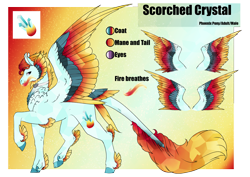 Size: 4961x3508 | Tagged: safe, artist:oneiria-fylakas, imported from derpibooru, oc, oc only, oc:scorched crystal, pegasus, pony, colored wings, male, multicolored wings, reference sheet, solo, stallion, wings