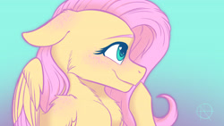 Size: 4000x2250 | Tagged: safe, artist:klarapl, imported from derpibooru, fluttershy, pegasus, pony, bust, chest fluff, female, gradient background, mare, profile, solo