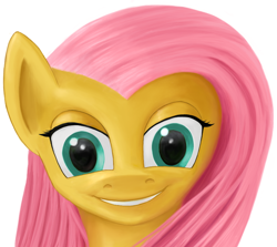 Size: 878x783 | Tagged: safe, artist:nepaxor, imported from derpibooru, fluttershy, pegasus, pony, bust, female, portrait, simple background, smiling, solo, white background