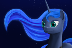 Size: 3072x2048 | Tagged: safe, artist:nepaxor, imported from derpibooru, princess luna, alicorn, pony, female, high res, night, night sky, sky, smiling, solo