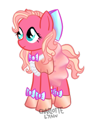 Size: 815x1106 | Tagged: safe, artist:pixels-and-ponies, artist:princessfaeron, imported from derpibooru, oc, oc only, oc:rose gold, earth pony, pony, bow, clothes, dress, earth pony oc, female, hair bow, mare, simple background, smiling, solo, transparent background