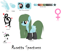Size: 884x732 | Tagged: safe, artist:somecoconut, imported from derpibooru, oc, oc only, oc:rosetta spectress, pegasus, pony, clothes, cross, eyelashes, female, jewelry, mare, necklace, reference sheet, socks, two toned wings, wings
