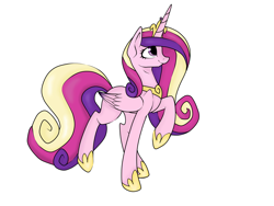 Size: 1600x1200 | Tagged: safe, artist:ridgessky, imported from twibooru, princess cadance, alicorn, pony, female, image, jewelry, mare, png, regalia, side view, simple background, solo, white background
