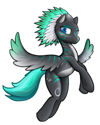 Size: 2000x2500 | Tagged: safe, artist:darkdoomer, imported from ponybooru, oc, oc only, oc:alpine apotheon, pegasus, body markings, feathered mane, female, flying, looking at you, ponybooru collab 2021, simple background, transparent background