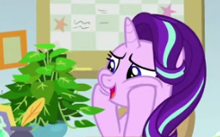 Size: 245x152 | Tagged: safe, imported from derpibooru, screencap, phyllis, starlight glimmer, pony, unicorn, a horse shoe-in, season 9, spoiler:s09, cropped, cute, female, glimmerbetes, mare, picture for breezies, plant, solo