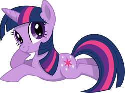 Size: 4000x2969 | Tagged: safe, artist:catachromatic, imported from derpibooru, twilight sparkle, pony, unicorn, .svg available, female, high res, looking at you, lying down, mare, prone, simple background, smiling, smiling at you, solo, transparent background, unicorn twilight, vector, vector trace