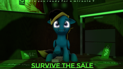 Size: 1920x1080 | Tagged: safe, artist:dawnyr, artist:dawnyrs, imported from derpibooru, oc, oc:dawnrider, pegasus, pony, 2021, 3d, gabe newell, meme, money, scared, solo, source filmmaker, steam sale