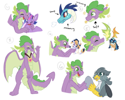 Size: 1498x1200 | Tagged: safe, artist:l00giedoogie, imported from derpibooru, gabby, princess ember, spike, twilight sparkle, oc, oc:astrid comet, oc:pieridae, alicorn, dragon, griffon, pony, female, male, offspring, older, parent:sunburst, parent:twilight sparkle, parents:twiburst, shipping, spabby, straight, twilight sparkle (alicorn), winged spike, wings