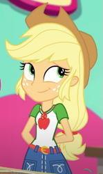 Size: 329x552 | Tagged: safe, imported from derpibooru, screencap, applejack, equestria girls, equestria girls series, tip toppings, tip toppings: applejack, spoiler:eqg series (season 2), cropped, cute, jackabetes, solo