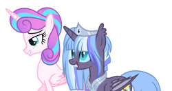 Size: 1280x674 | Tagged: safe, artist:teal-quil, imported from derpibooru, princess flurry heart, oc, oc:starlight sparkle, alicorn, bat pony, bat pony alicorn, pony, base used, bat wings, female, horn, magical lesbian spawn, mare, offspring, older, parent:princess luna, parent:twilight sparkle, parents:twiluna, simple background, transparent background, wings