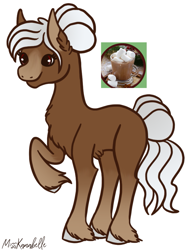 Size: 1171x1500 | Tagged: safe, artist:misskanabelle, imported from derpibooru, oc, oc only, earth pony, pony, ear fluff, earth pony oc, female, mare, raised hoof, signature, simple background, smiling, solo, unshorn fetlocks, white background