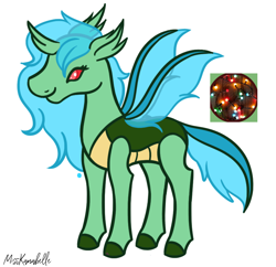 Size: 1550x1500 | Tagged: safe, artist:misskanabelle, imported from derpibooru, oc, oc only, changedling, changeling, changedling oc, changeling oc, christmas, christmas lights, holiday, signature, smiling, solo