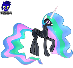 Size: 4154x3840 | Tagged: safe, alternate version, artist:damlanil, imported from derpibooru, princess celestia, alicorn, pony, bdsm, blushing, bondage, bondage mask, boots, bound wings, catsuit, clothes, collar, corset, ethereal mane, female, gag, galaxy mane, gimp suit, high heels, hood, horn, latex, latex boots, latex suit, looking at you, mare, muzzle gag, raised hoof, rubber, rubber suit, shiny, shiny mane, shoes, show accurate, simple background, socks, solo, thigh highs, transparent background, vector, wings